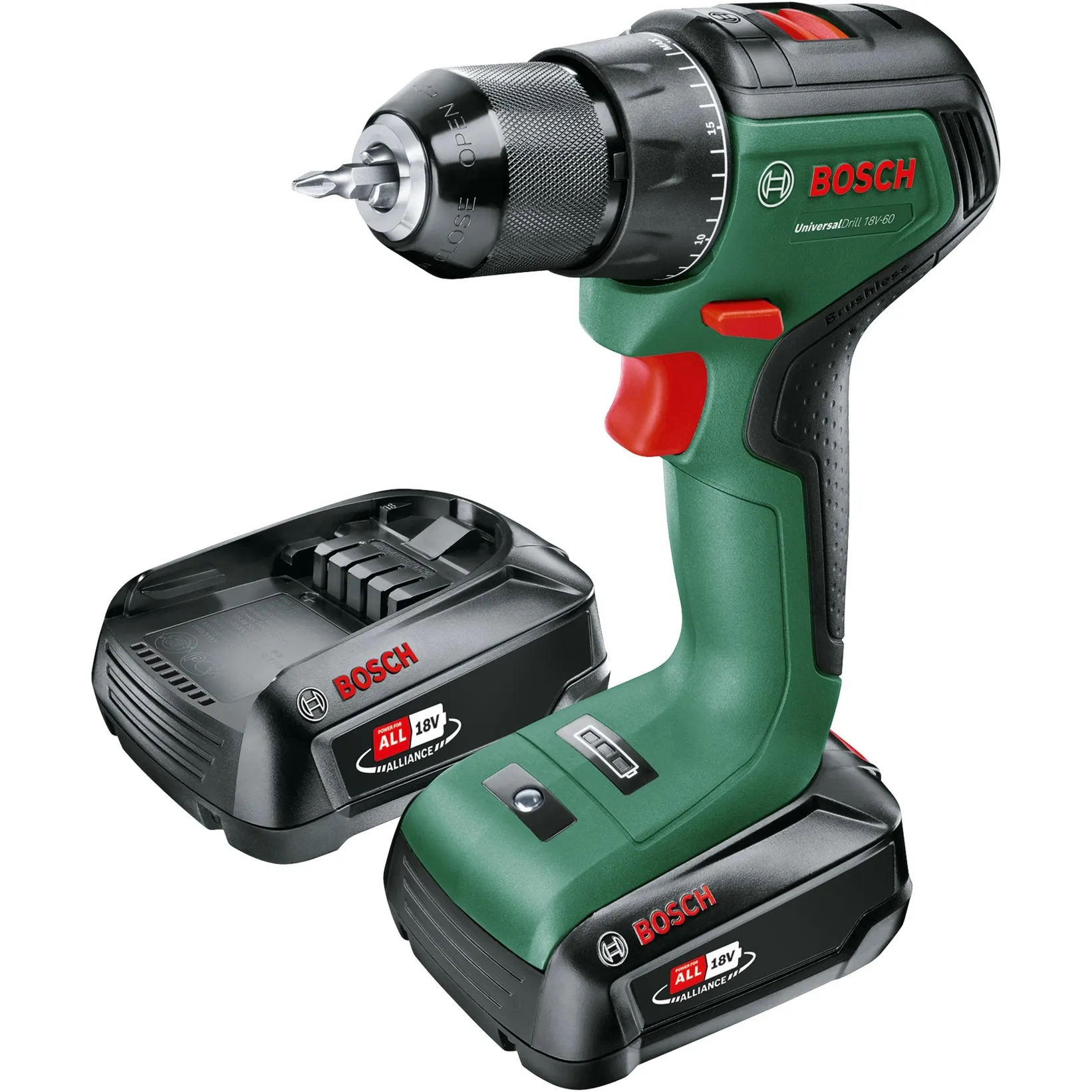 Universal Drill 18V-60 1900 Giri/min Senza chiave 1,3 kg Nero, Verde, Trapano avvitatore