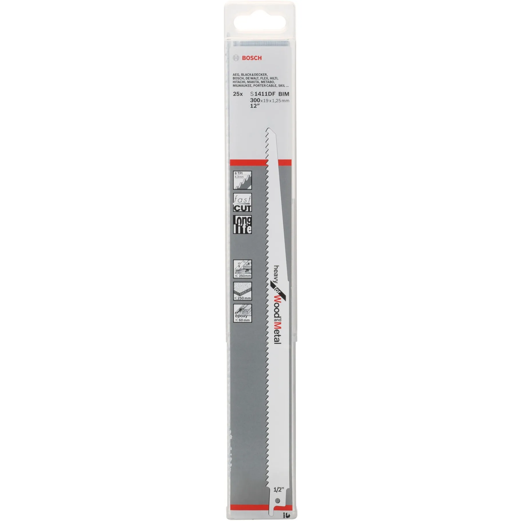 Lame per sega a gattuccio S 1411 DF Heavy per legno e metallo, 25 pezzi, Lama per sega