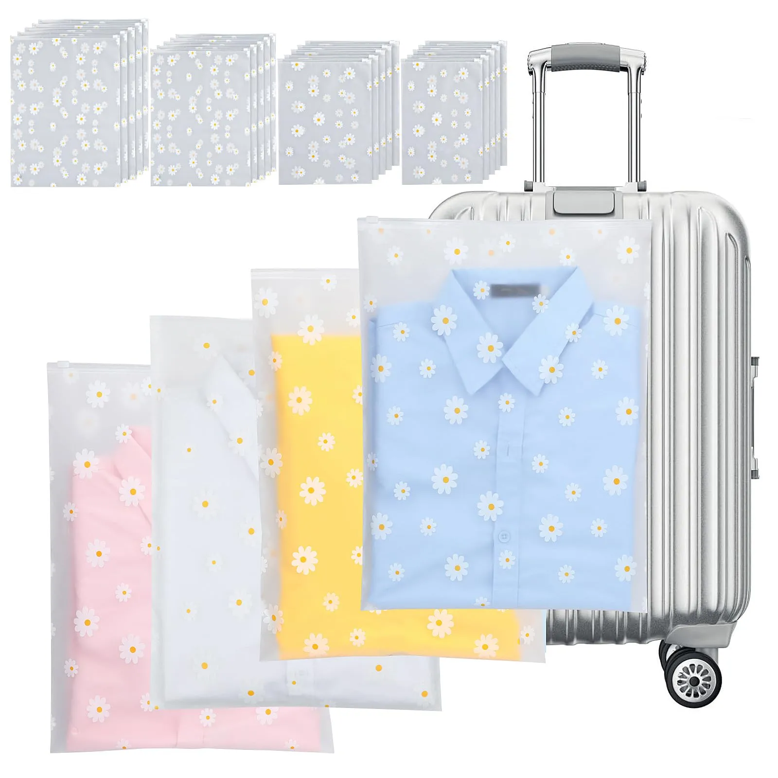 AiQInu 20 Pezzi Sacchetti per Vestiti Trasparenti Plastica,Riutilizzabile Sacchetti Vestiti Viaggio, Borsa Valigia Organizer, Trasparenti Plastica da Zip(4 taglie)