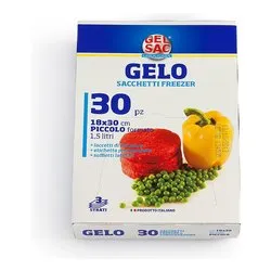 Sacchetti congelatore 30 pz ( 8 x 30 cm ) con laccetti GELO Trasparente azzurro 504060