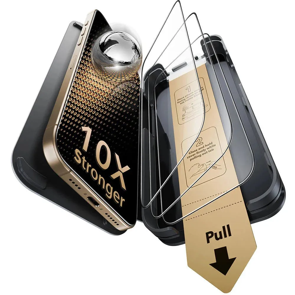 Pellicola protettiva schermo ESR Corning UltraFit per Apple iPhone 17 Pro, Vetro Temperato, Full Glue, Set 3 pezzi, Nera
