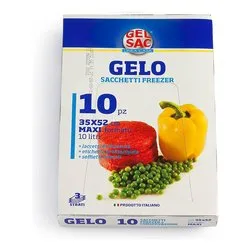 Sacchetti congelatore 10 pz ( 35 x 52 cm ) con laccetti GELO Trasparente azzurro 504091