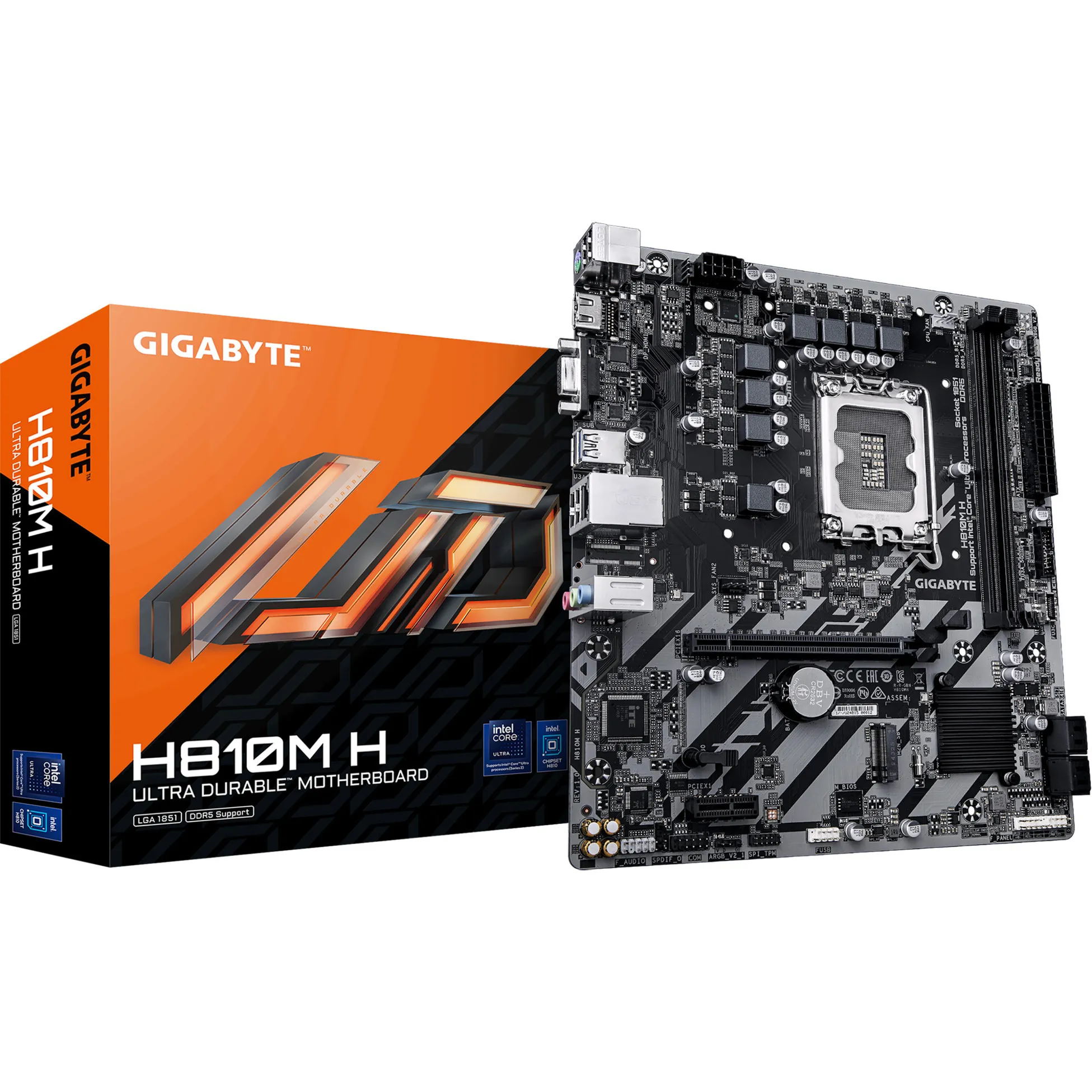 H810M H Scheda madre - CPU Intel Core Ultra (Serie 2), VRM a 4+1+2 fasi, fino a 6400 MHz DDR5, 1xPCIe 4.0 M.2, LAN 1GbE, USB 3.2 Gen 1
