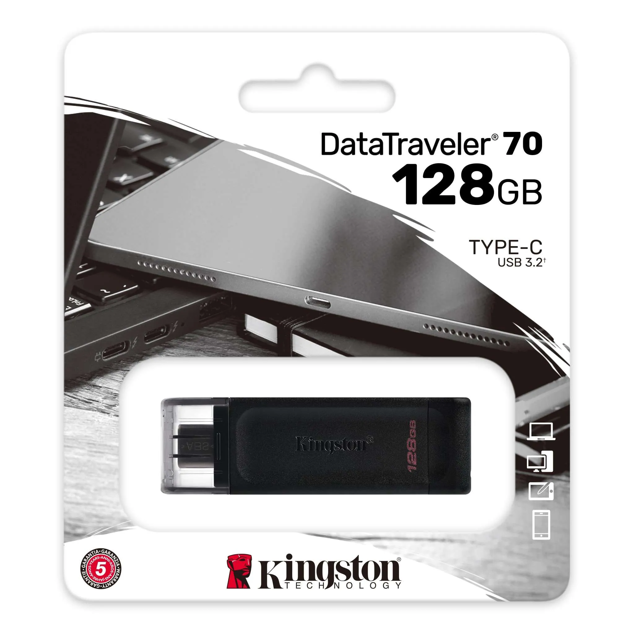 Memoria Esterna USB-C Kingston DT70, 128Gb DT70/128GB