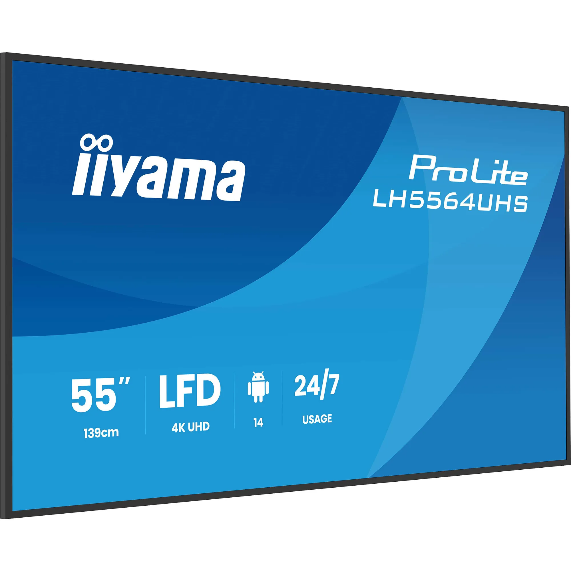 LH5564UHS-B1AG visualizzatore di messaggi Pannello piatto per segnaletica digitale 139,7 cm (55") Wi-Fi 500 cd/m² 4K Ultra HD Nero Processore integrato Android 24/7, Public Display