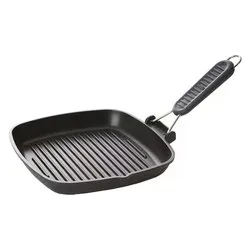 Bistecchiera Metallo manico pieghevole soft (26x26cm) INDUCTION Nero 090IN 26T00