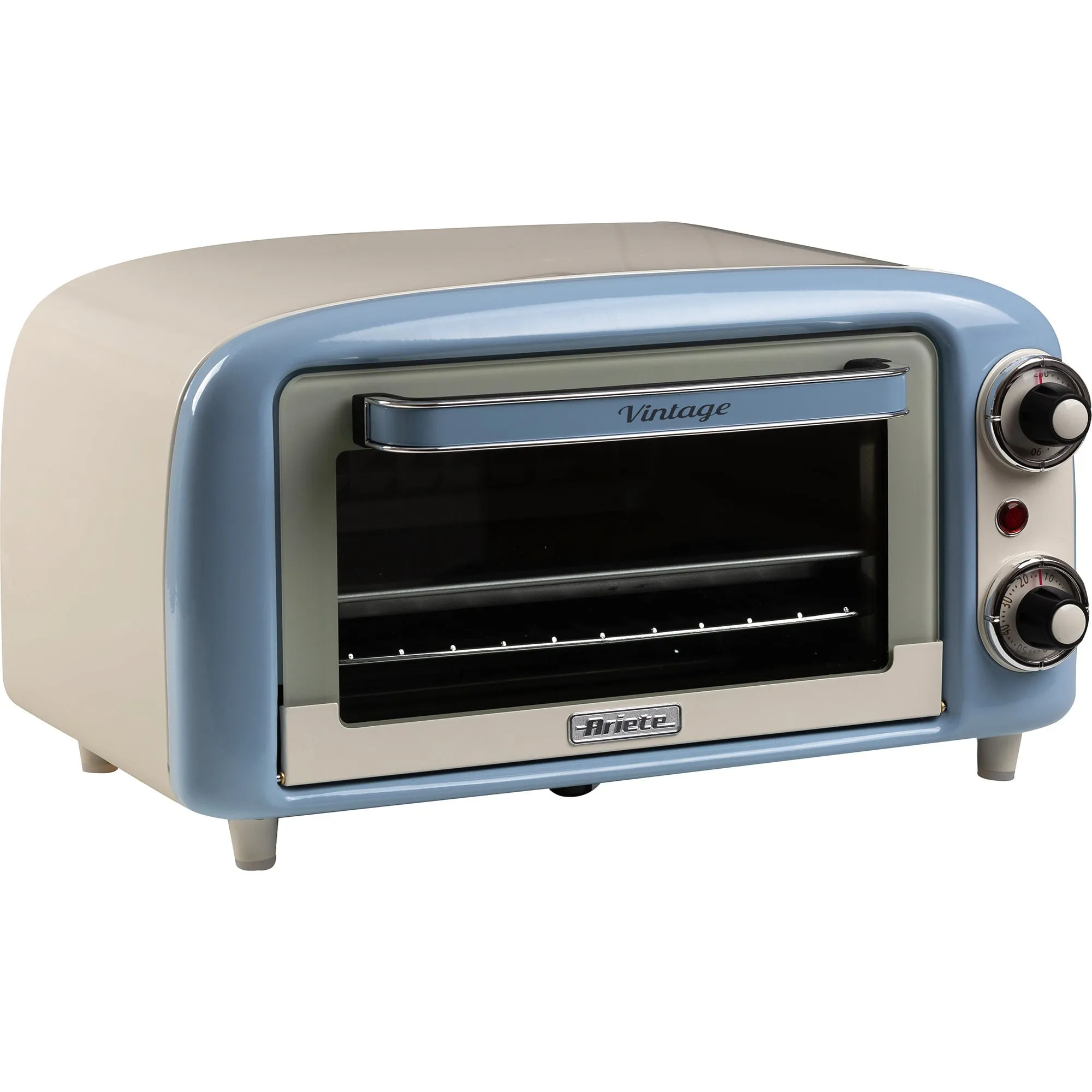 3919 Forno Elettrico Vintage, 800W, Capacità 10L, Doppio vetro, Retrò, Celeste, Mini forno