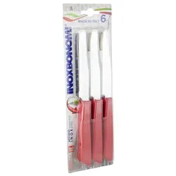 Set coltelli 6 pz lama dentata (11cm) Rosso 30006RSC