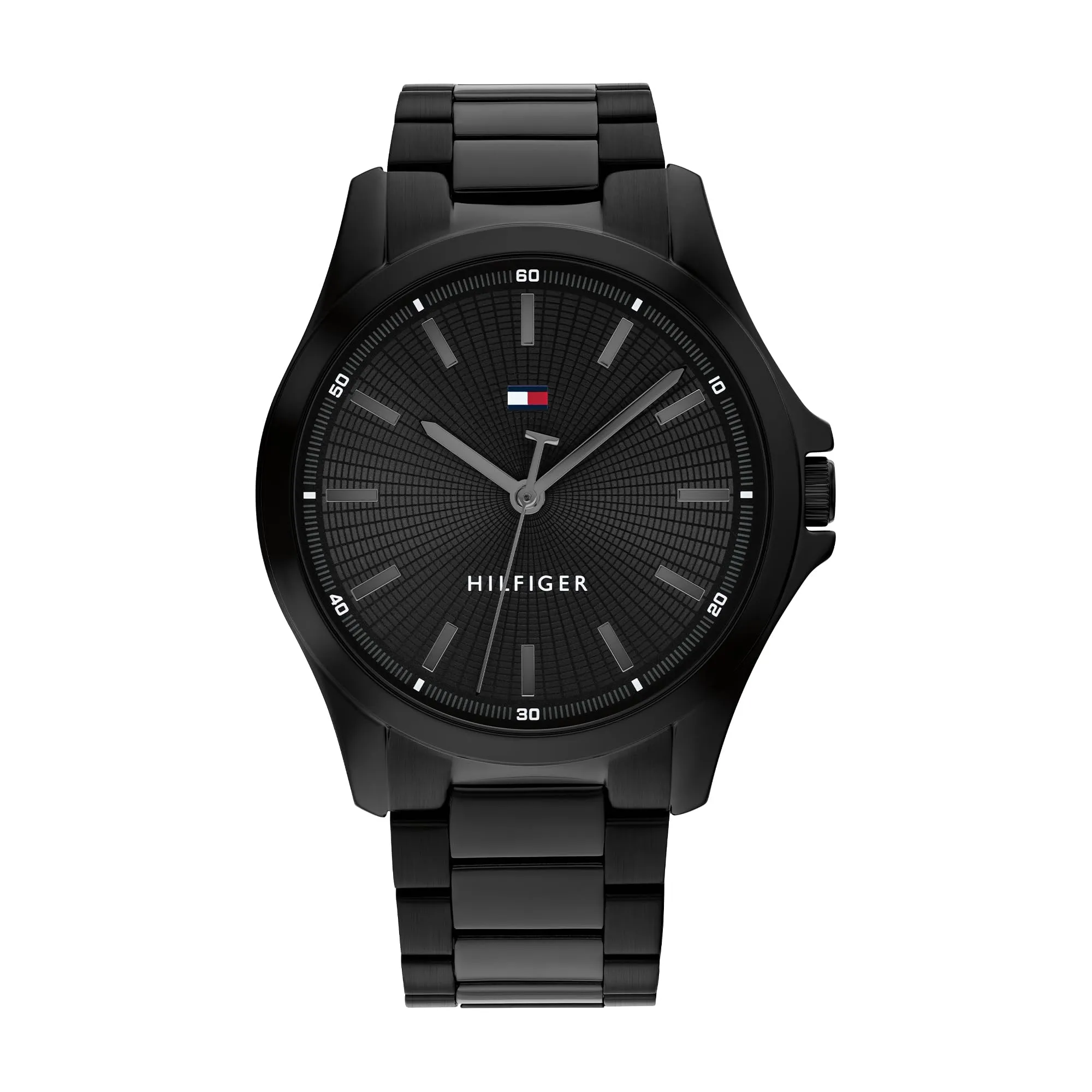 Tommy Hilfiger Orologio con Movimento al Quarzo a Tre Lancette da Uomo con Cinturino in Acciaio Inossidabile Nero - 1710680, Black