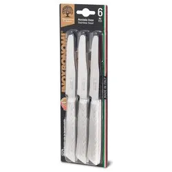 Set coltelli 6 pz lama dentata (11cm) Legno bianco 60006S