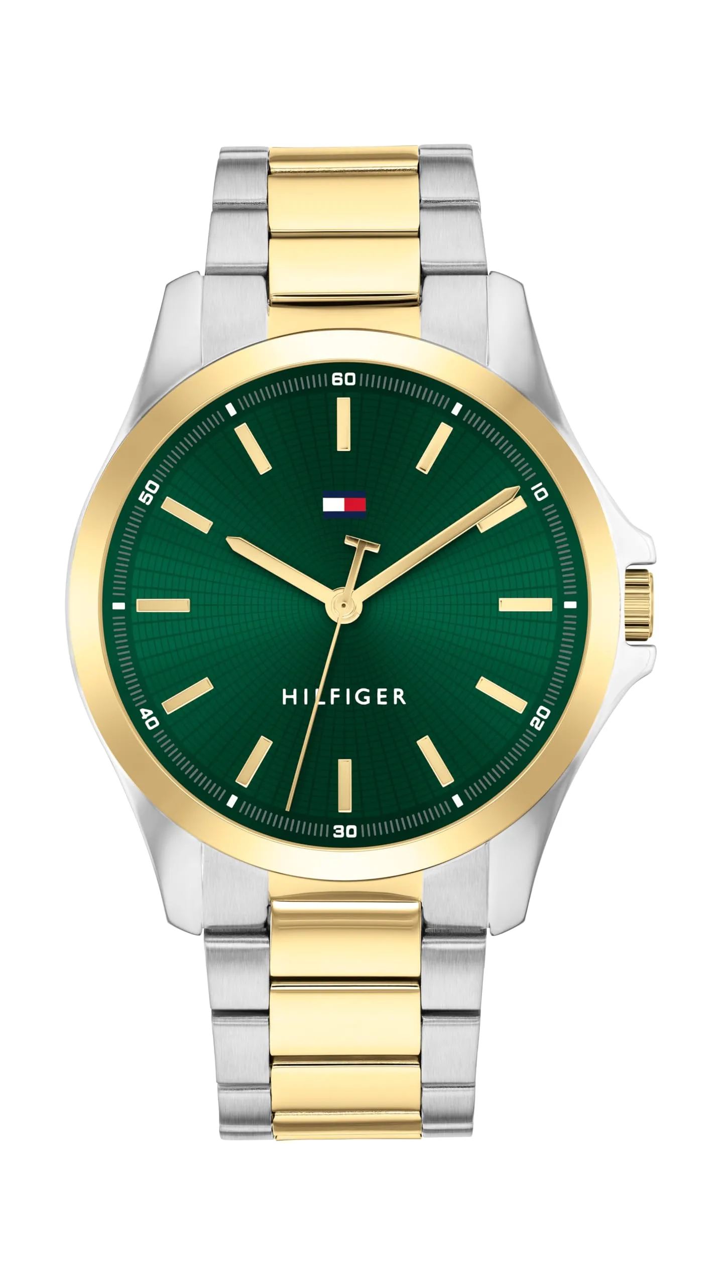 Tommy Hilfiger Orologio con Movimento al Quarzo a Tre Lancetteda Uomo con Cinturino in Acciaio Inossidabile Bicolore - 1792192, Green