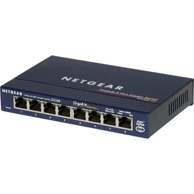 GS108GE switch di rete Non gestito Gigabit Ethernet (10/100/1000) Blu, Interruttore