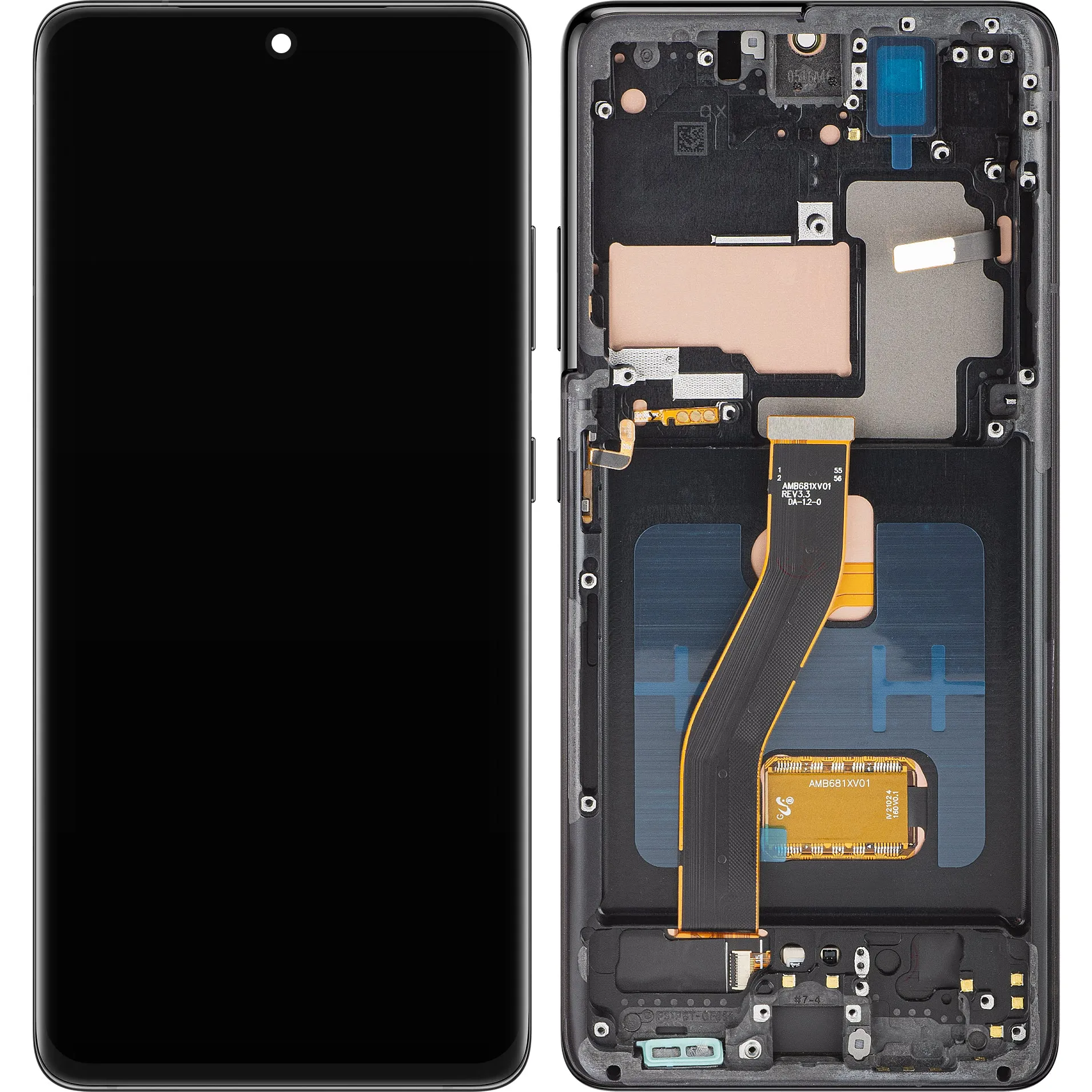 Display con Touchscreen MP compatibile con Samsung Galaxy S21 Ultra 5G G998, con Cornice, Versione OLED, Nero