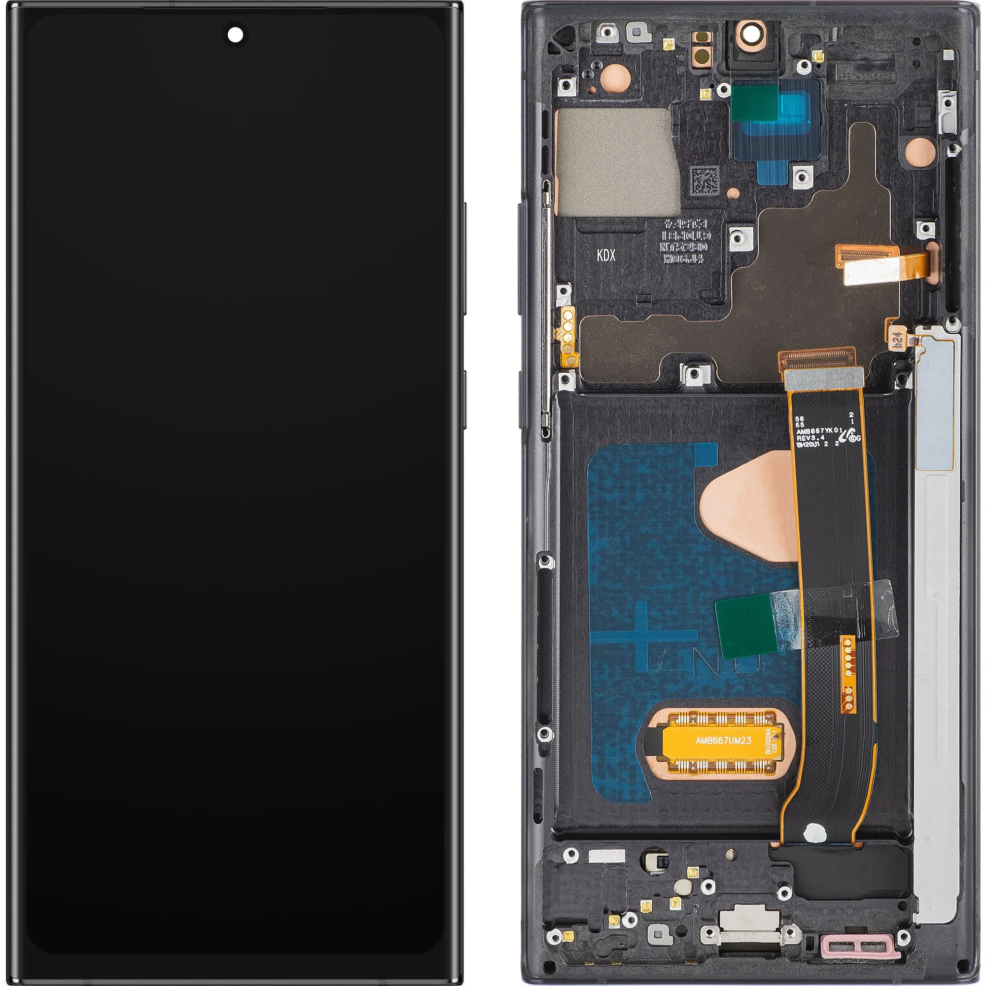 Display con Touchscreen MP compatibile con Samsung Galaxy Note 20 Ultra N985, con Cornice, Versione OLED, Nero