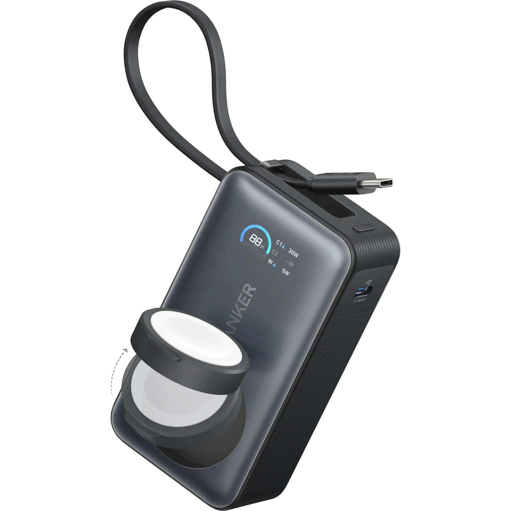 Batteria Esterna Wireless Anker MagGo, 10000mAh, 35W, PD + QI, 1 x QI - 2 x USB-C, Nera A1657H11