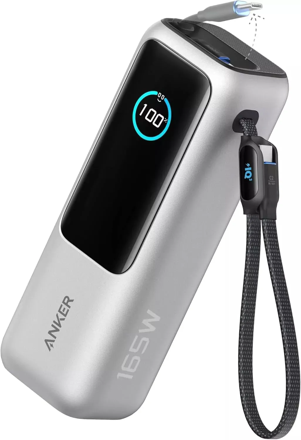 Batteria Esterna Anker, 25000mAh, 165W, QC + PD, 1 x USB-A - 3 x USB-C, Argento A1695H41