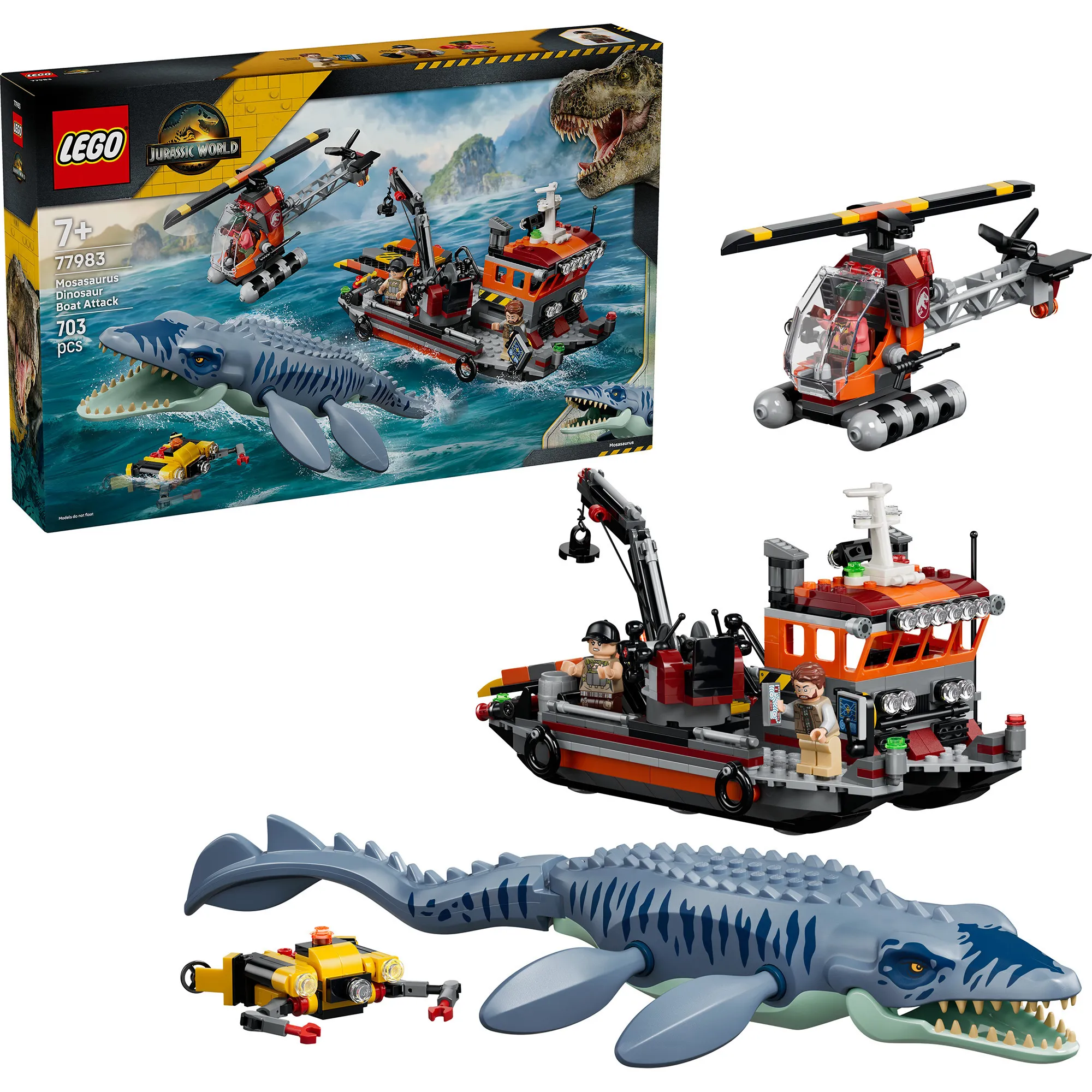Jurassic World Attacco del Mosasauro alla barca, Giochi di costruzione