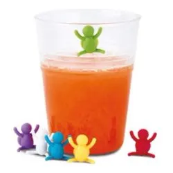Set segna bicchieri 6 pz Silicone con ventosa Colori assortiti 0311