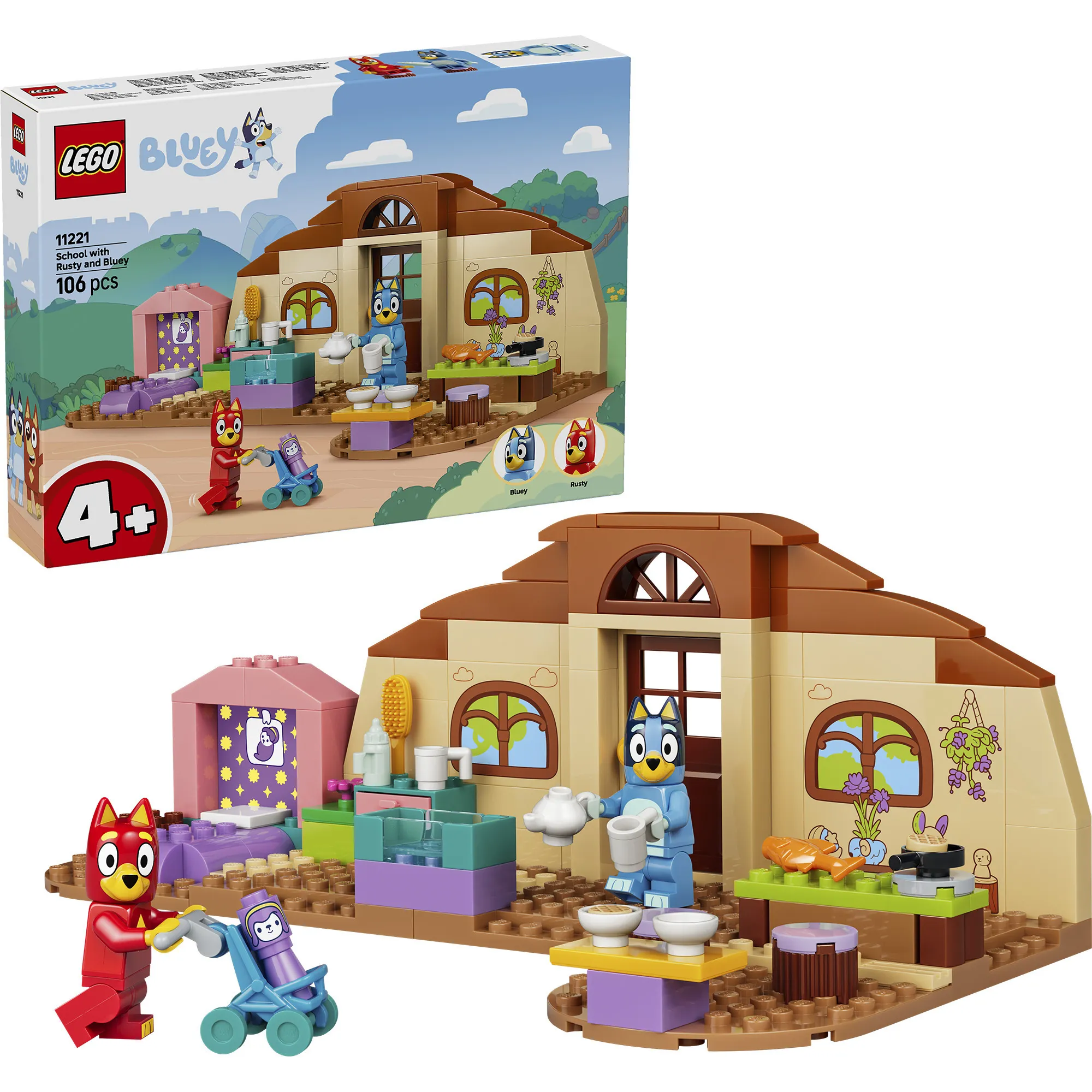 Bluey Scuola con Rusty e Bluey, Giochi di costruzione
