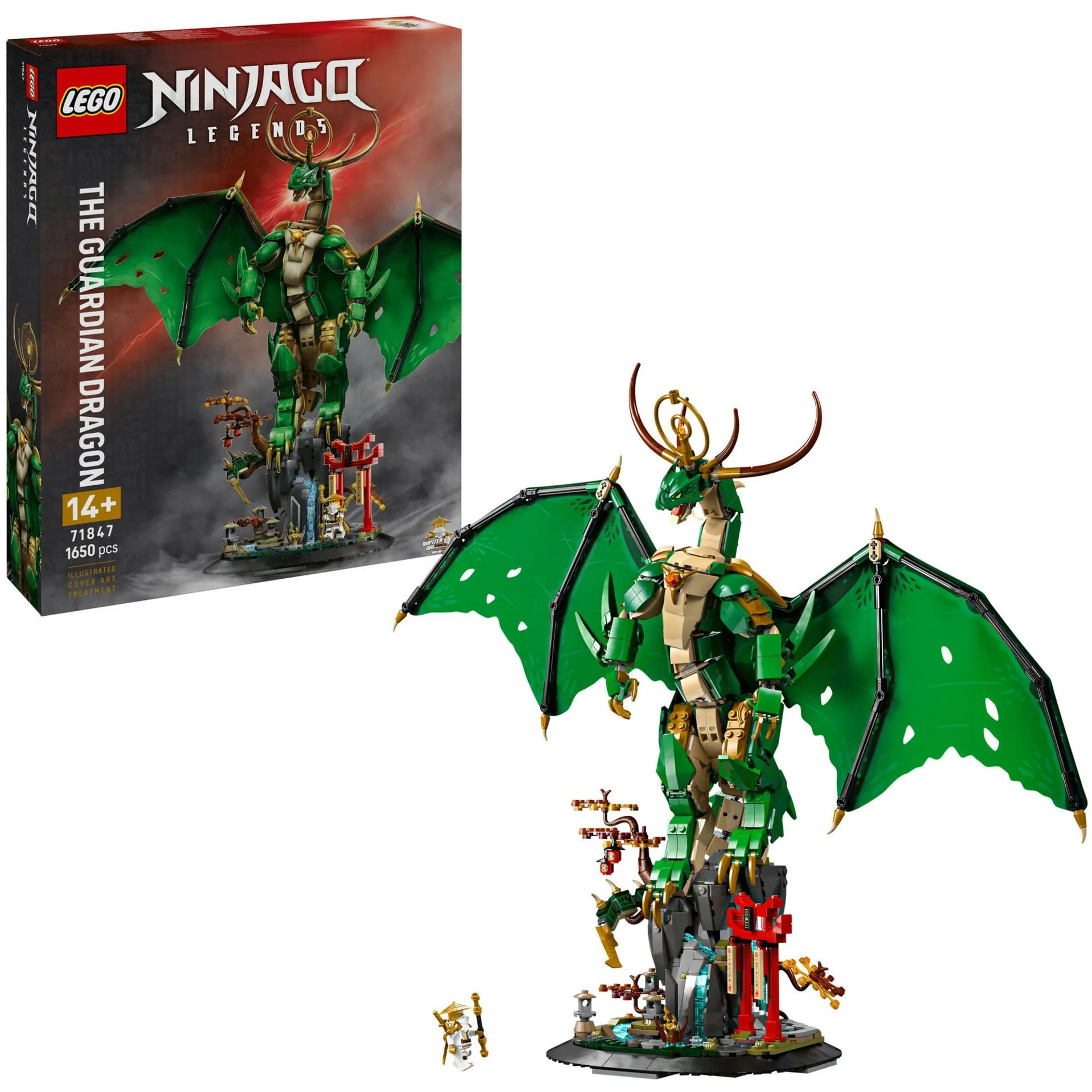 NINJAGO 71847 Drago-Guardiano Giocattolo, Action Figure Snodabile con Minifigure ed Espositore, Idea Regalo da 14+ Anni, Giochi di costruzione