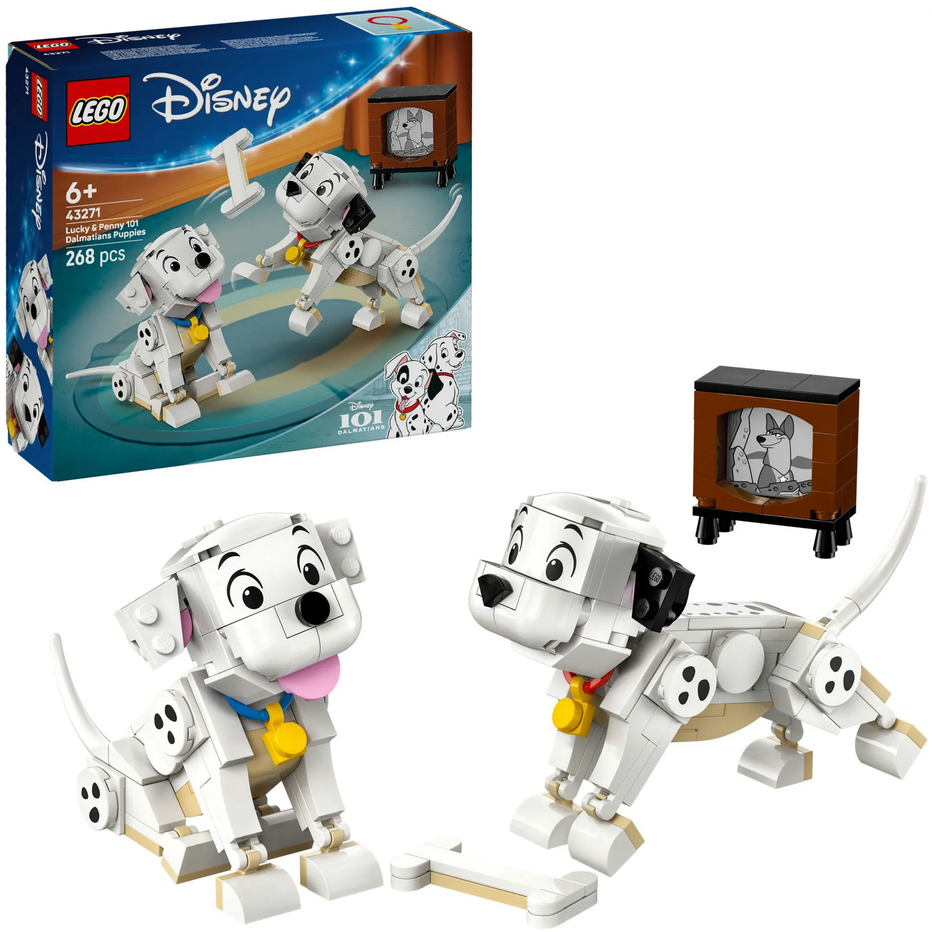 Disney ǀ 43271 Pongo e Peggy - La Carica dei Cento e Uno, Animali Giocattolo, Regalo per Bambine e Bambini da 6+ Anni, Giochi di costruzione
