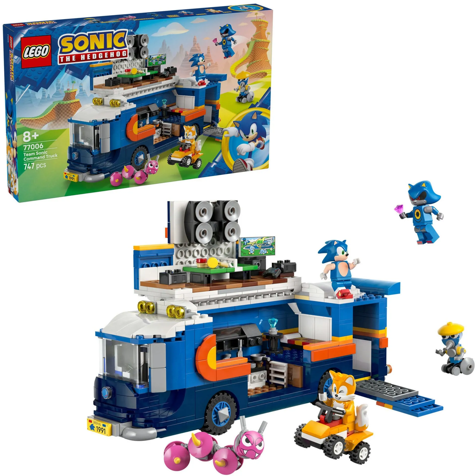 Sonic 77006 Camion di Comando Team Sonic, Giocattolo Interattivo con 5 Figure, Regalo per Bambini 8+ Fan dei Videogiochi, Giochi di costruzione