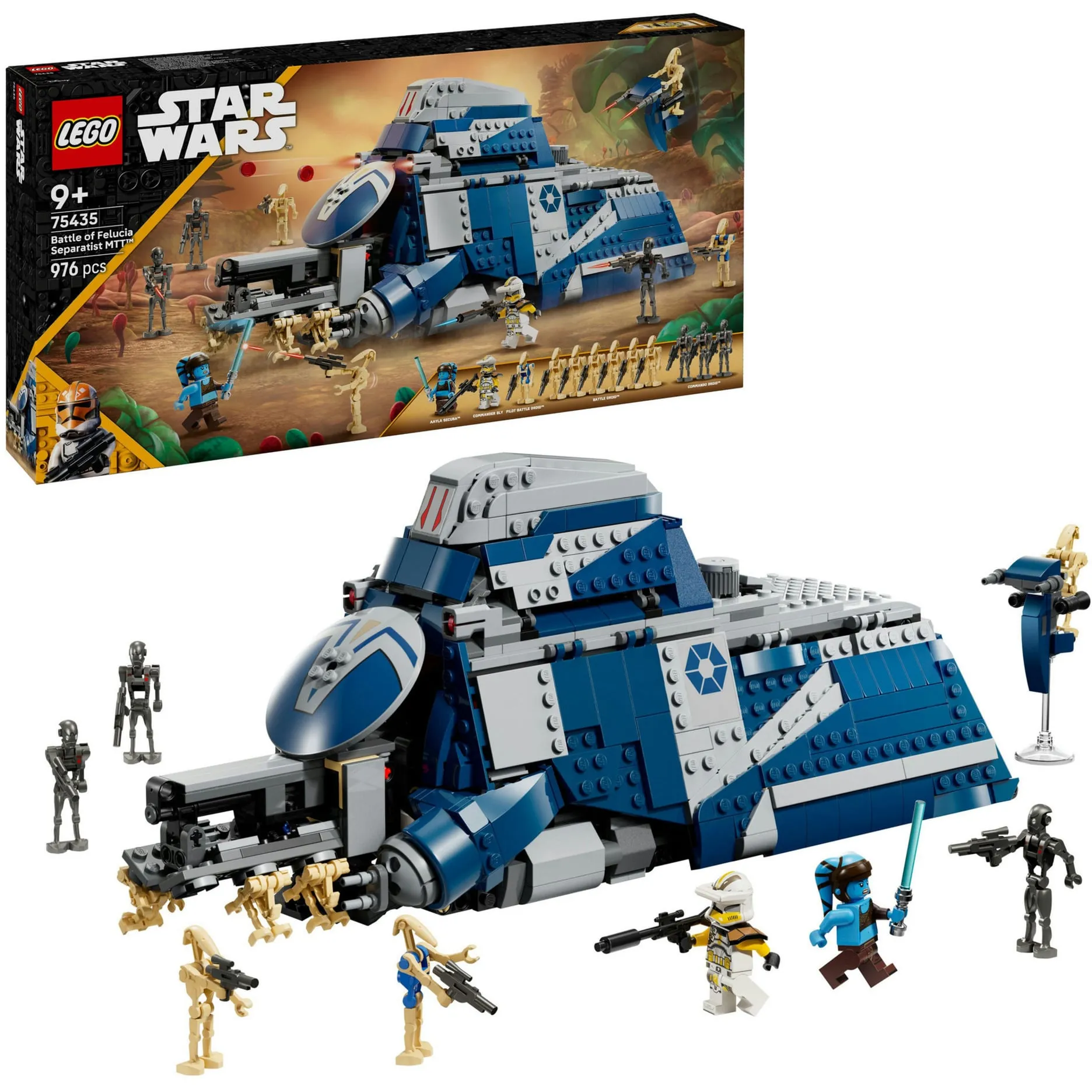 Star Wars 75435 MTT Separatista Battaglia di Felucia Giocattolo con Speeder, 2 Minifigure e 10 Droidi, Idea Regalo 9+, Giochi di costruzione