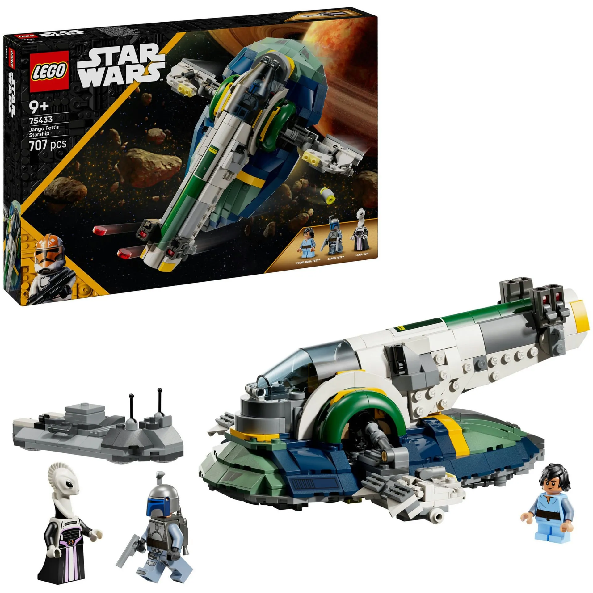 Star Wars 75433 Astronave di Jango Fett, Giocattolo con Ali che Ruotano e 3 Minifigure, Regalo per Bambini e Bambine 9+, Giochi di costruzione