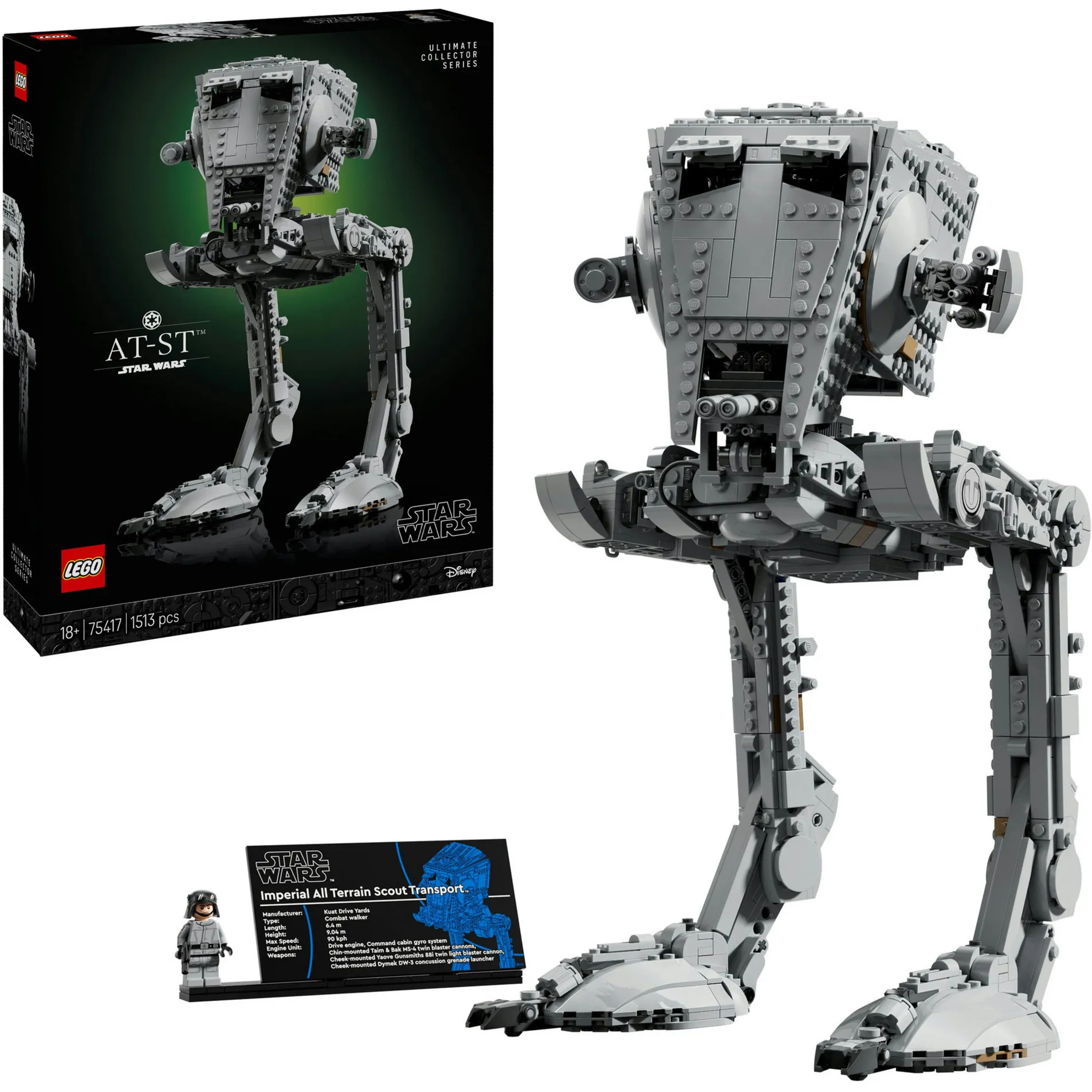 Star Wars 75417 Walker AT-ST per Adulti, Kit di Modellismo UCS da Esposizione, Minifigure e Targa, Regalo da Collezione, Giochi di costruzione