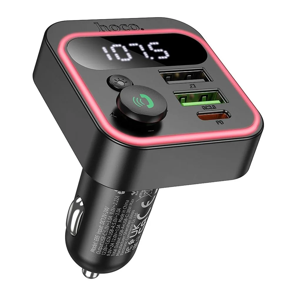 Modulatore FM Bluetooth HOCO E85, 2 x USB-A - 1 x USB-C