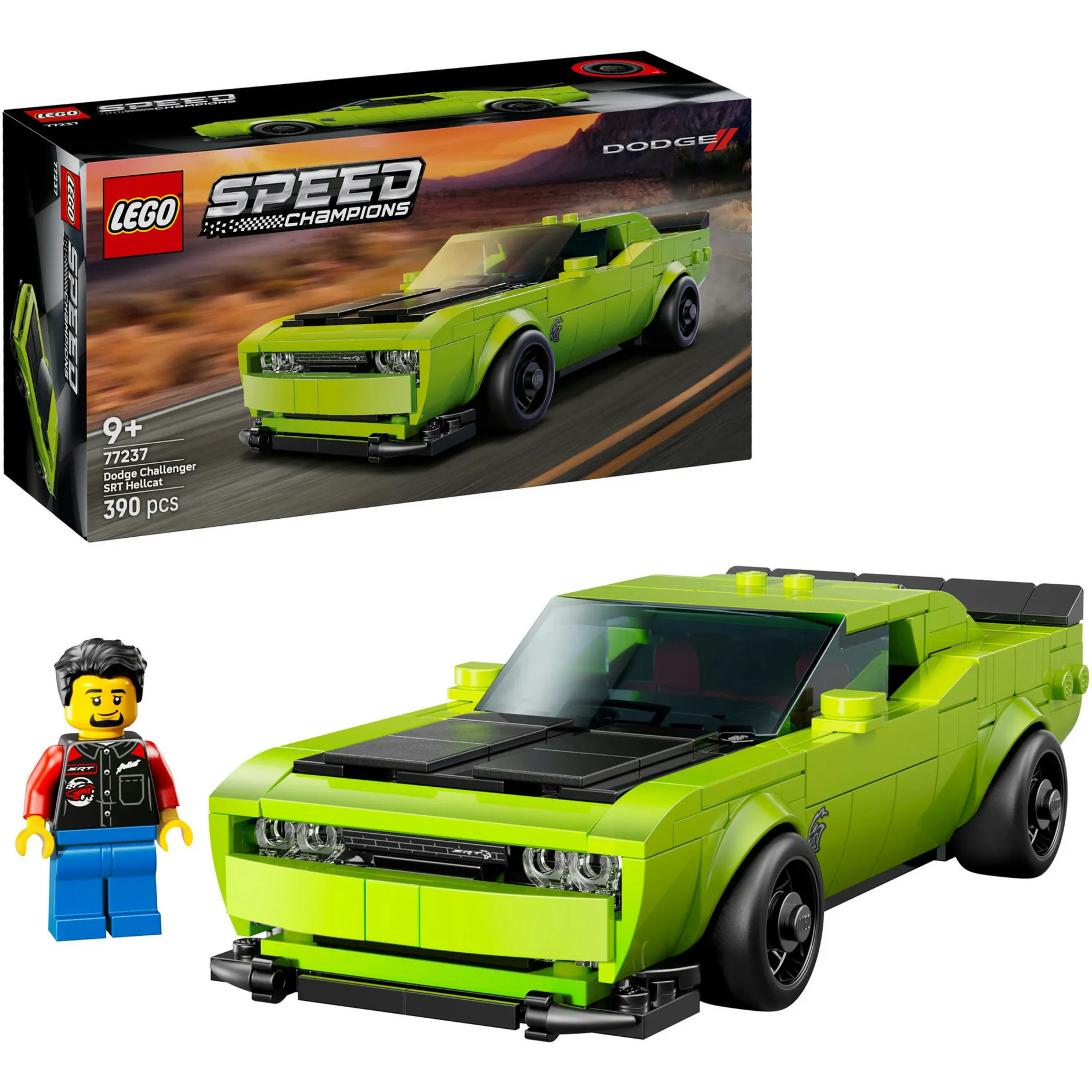 Speed Champions 77237 Sports Car Dodge Challenger SRT Hellcat, Macchina Giocattolo da Gioco e Esposizione, Regalo da 9+, Giochi di costruzione