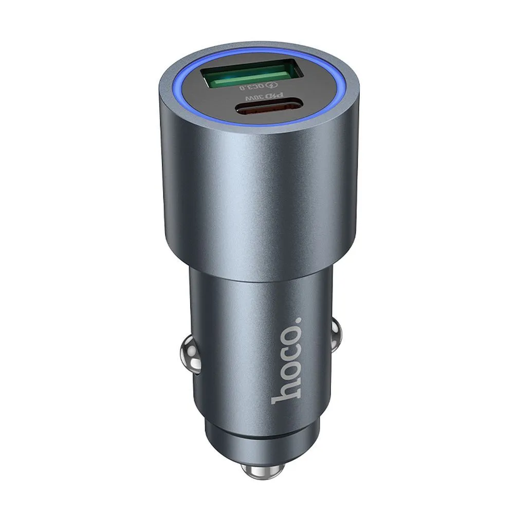 Caricabatterie Auto HOCO Z60, 48W, 3A, 1 x USB-A - 1 x USB-C, Nero