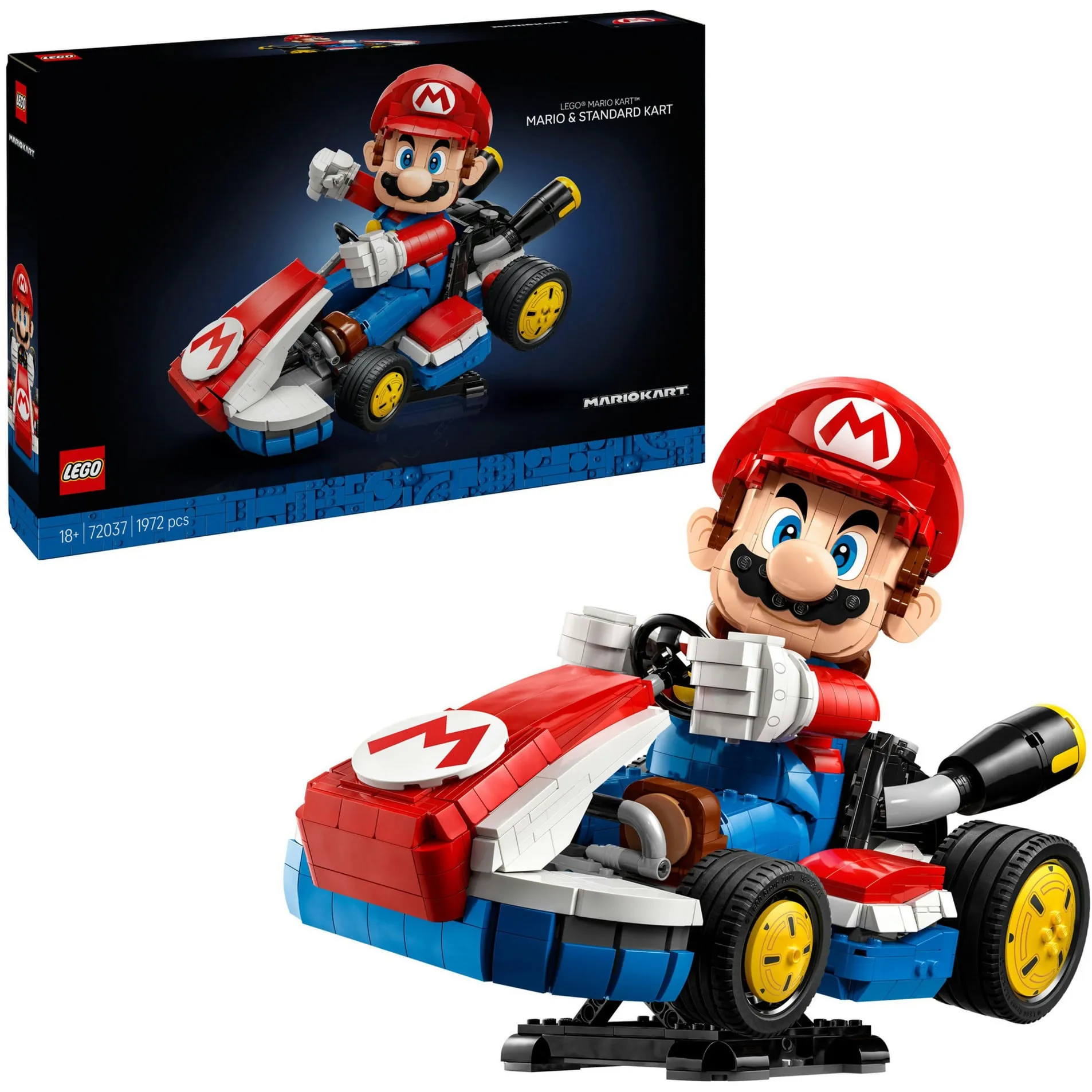 Super Mario 72037 Mario Kart: Mario e Kart Standard, Personaggio Nintendo da Esposizione e Modellino di Auto per Fan del Videogioco, Giochi di costruzione