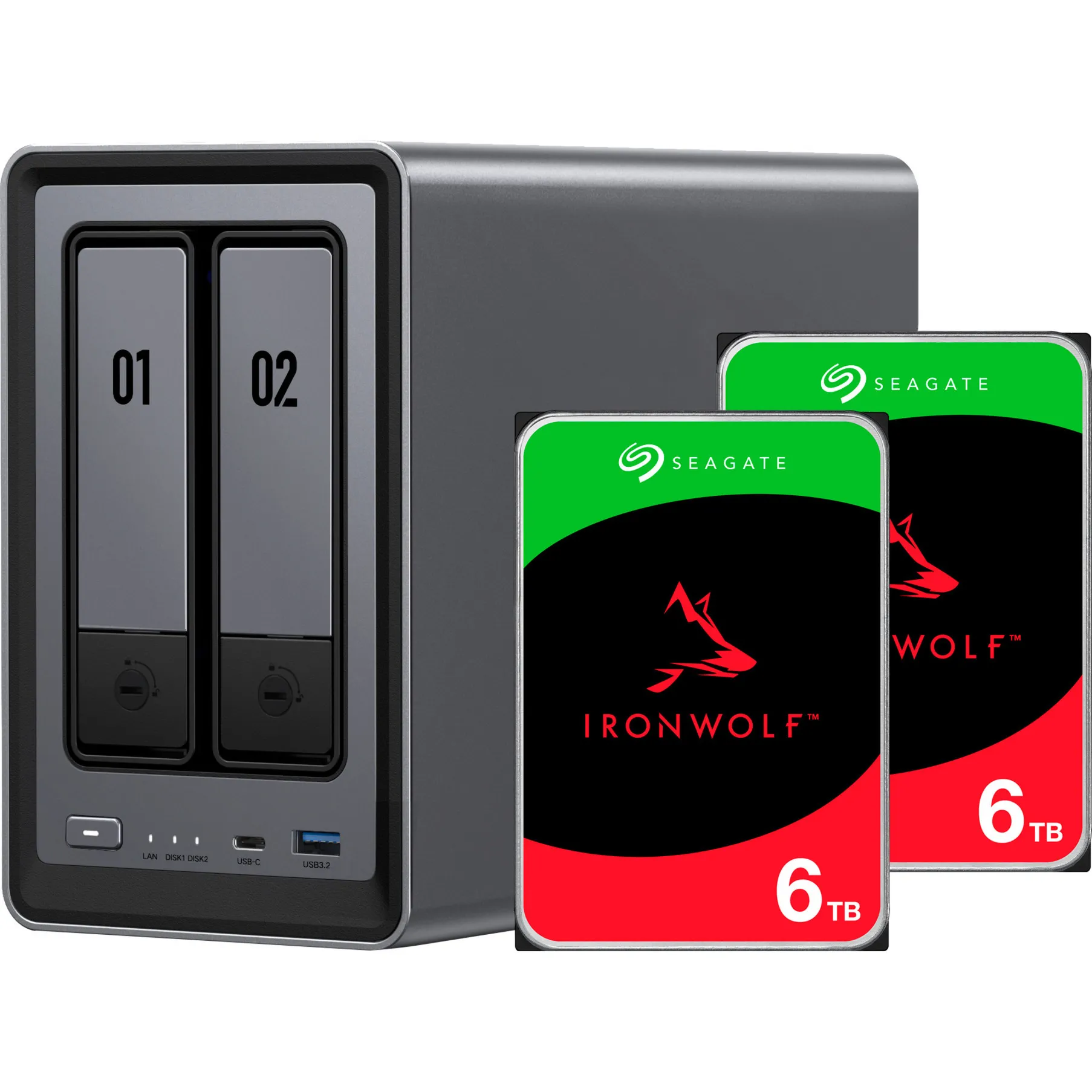 DXP2800 + 2x 6 TB Seagate IronWolf HDD Pacchetto, NAS