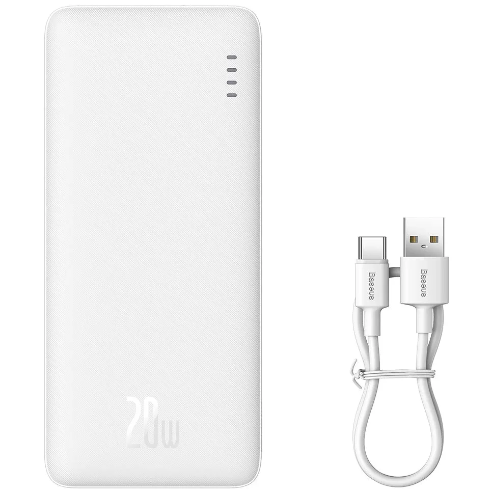 Batteria Esterna Baseus Airpow, 10000mAh, 20W, QC + PD, 1 x USB-A - 1 x USB-C, Bianca