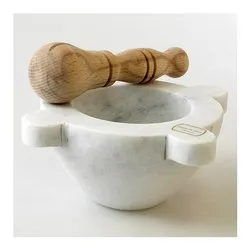 Mortaio marmo (16x9cm) con pestello legno Bianco