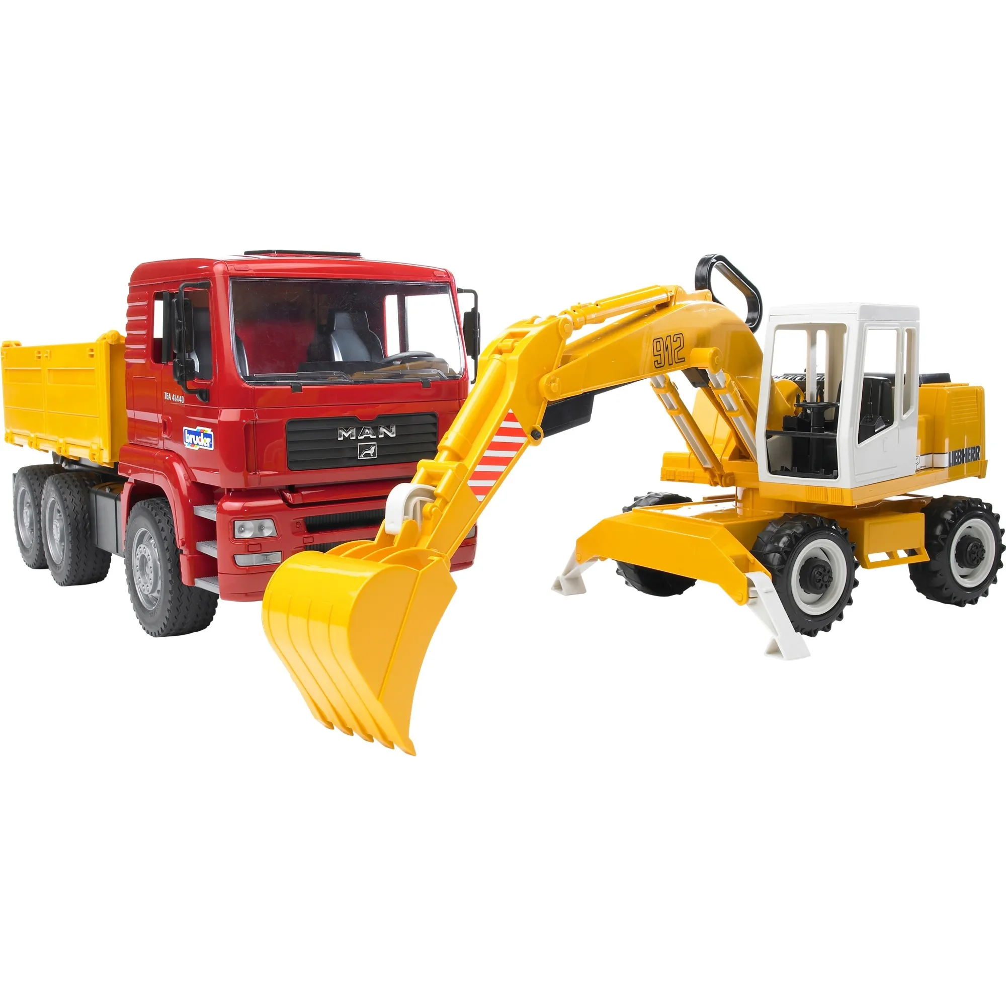 MAN TGA Construction truck with Liebherr Excavator veicolo giocattolo, Veicolo modello