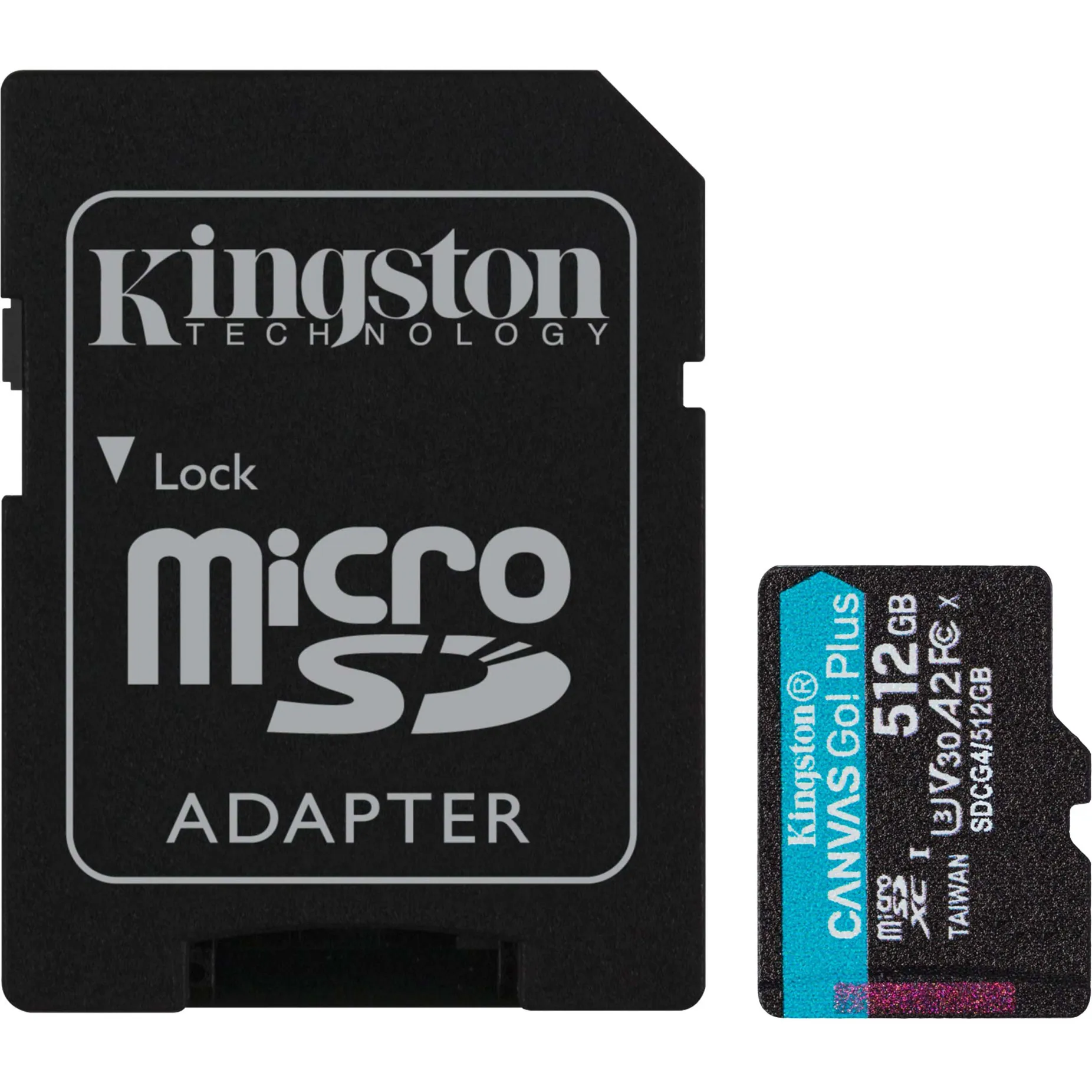 Scheda microSDXC Canvas Go Plus Gen4 200MB/s A2 U3 V30 da 512 GB + adattatore, Scheda di memoria