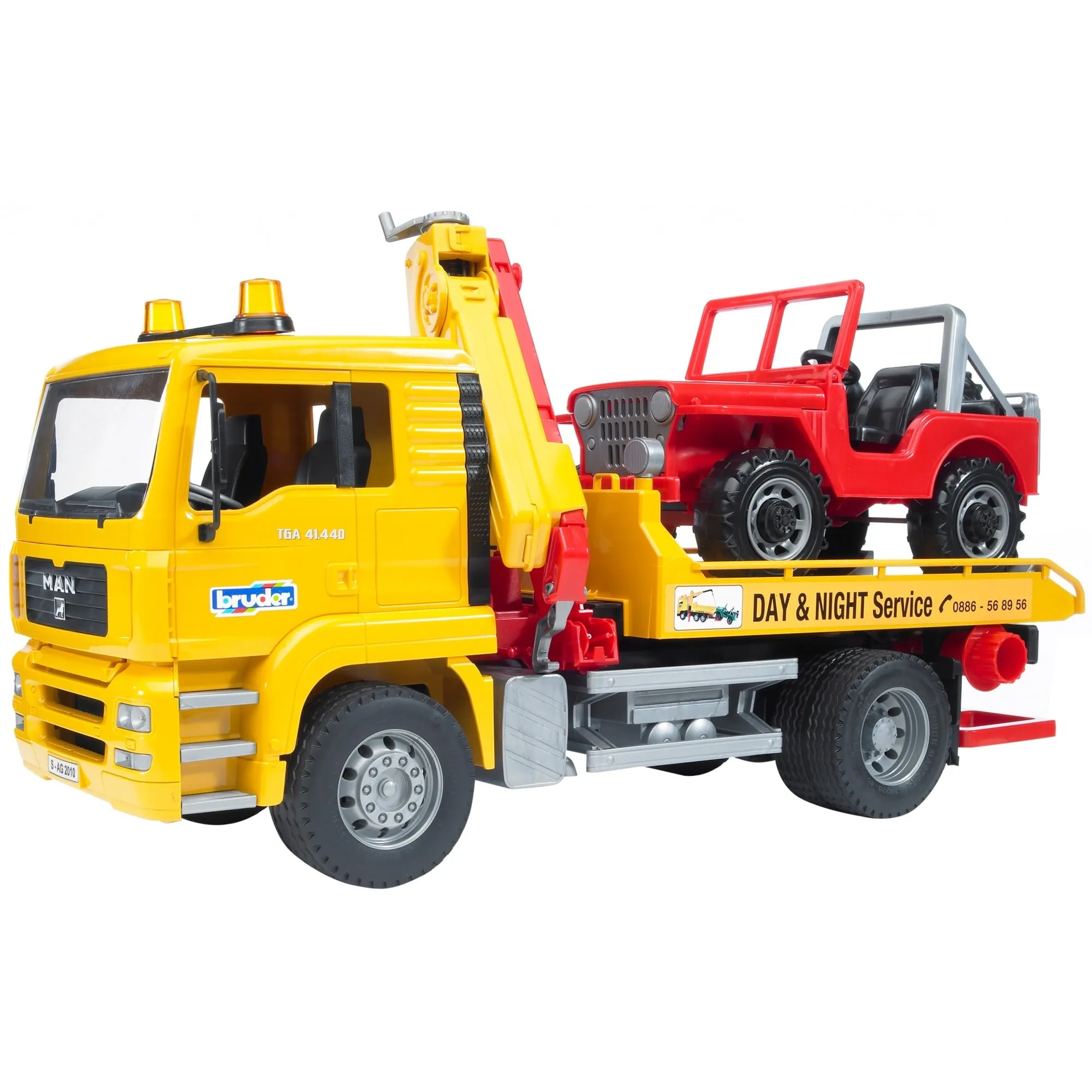 MAN TGA Breakdown truck with cross country vehicle veicolo giocattolo, Veicolo modello