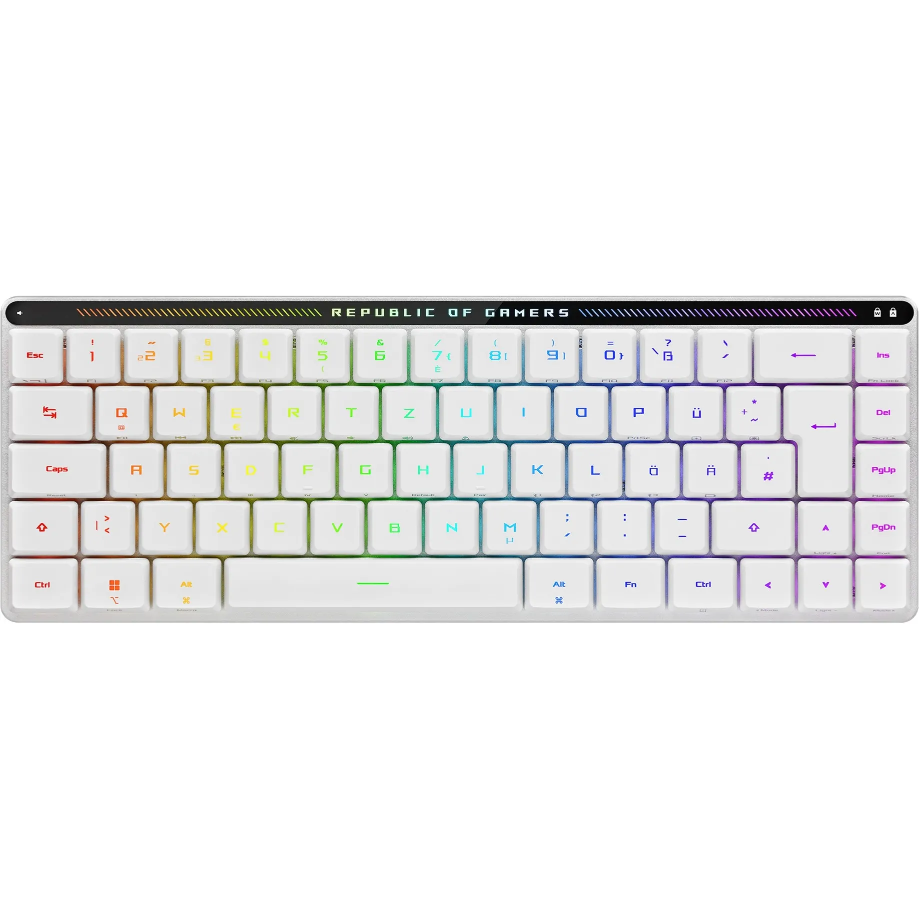 ROG Falchion RX Low Profile tastiera Gaming USB + RF Wireless + Bluetooth QWERTZ Bianco, Tastiera da gioco