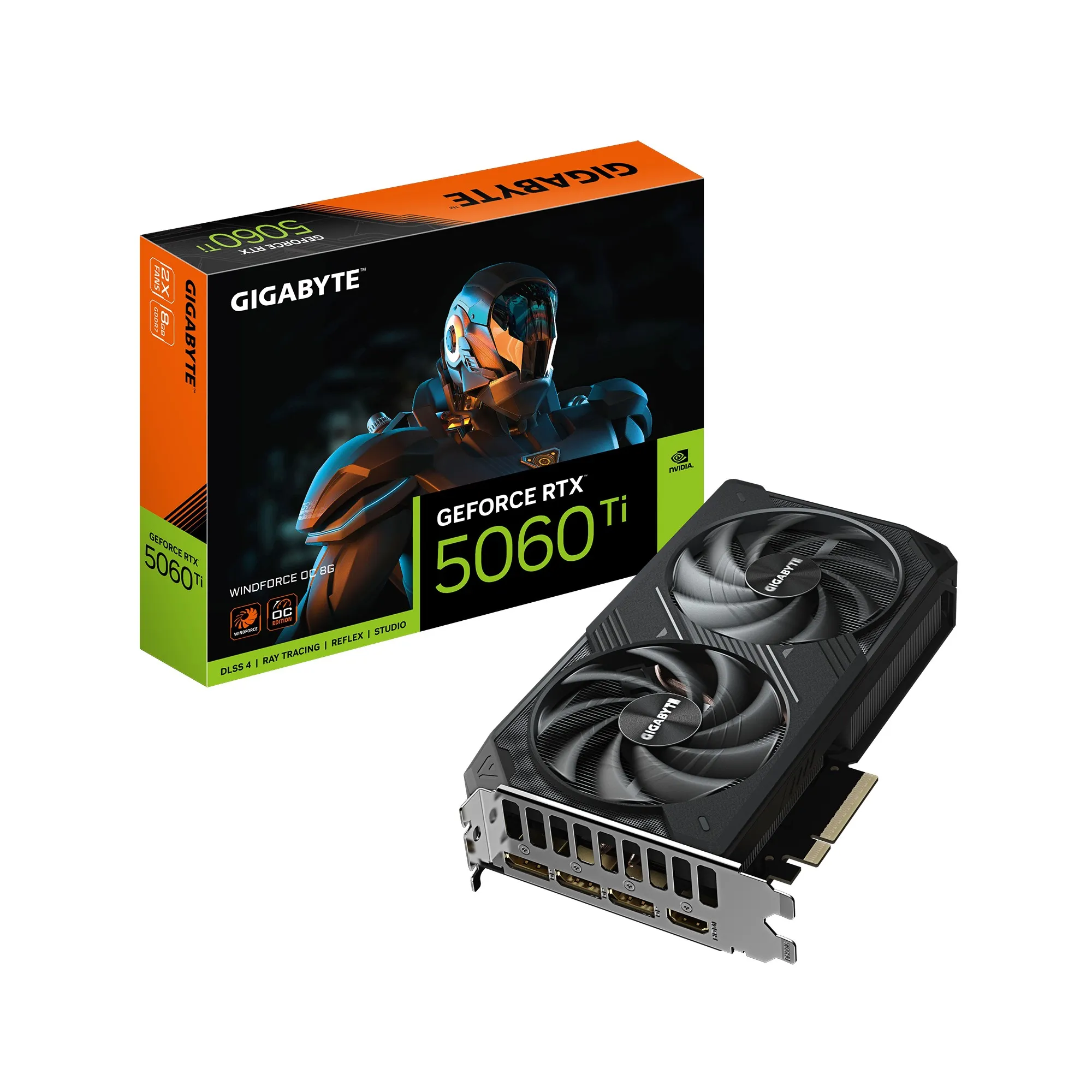 GIGABYTE GeForce RTX 5060 Ti WINDFORCE OC 8G Scheda Grafica  8 GB GDDR7 128 bit PCI-E 5.0 2587 MHz Frequenza del core 3 x DisplayPort 1 x HDMI GV-N506TWF2OC-8GD