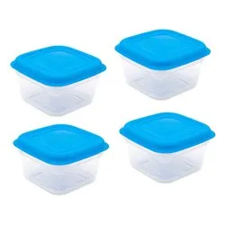 Set contenitori alimenti 4 pz (250ml) quadro ERMETICI Azzurro 6465254