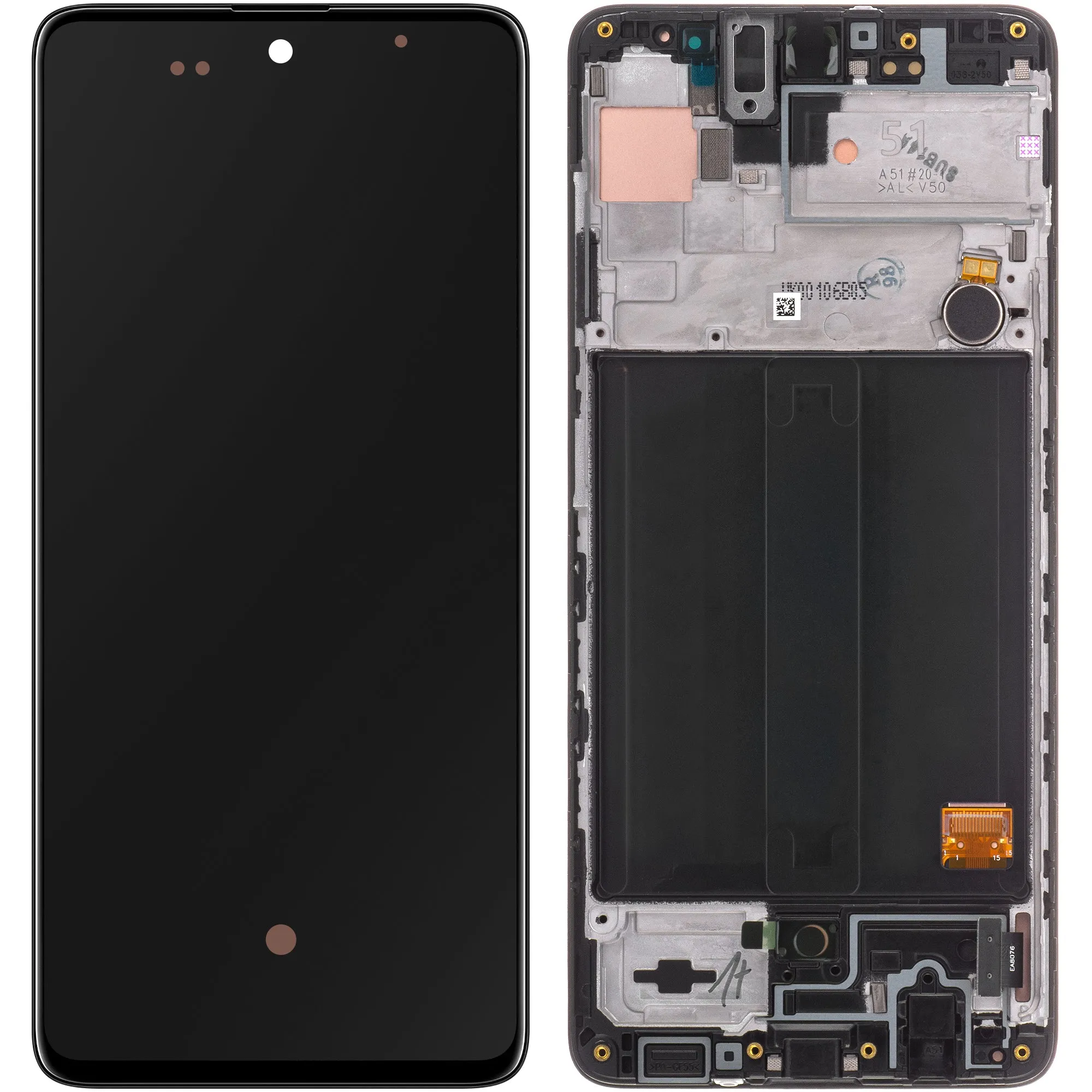 Display con Touchscreen Samsung Galaxy A51 A515, con Cornice, Nero, Service Pack GH82-21669A