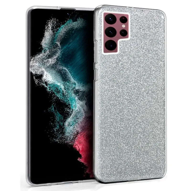 Fantastica custodia argento glitterata per Samsung Galaxy S22 Ultra S908