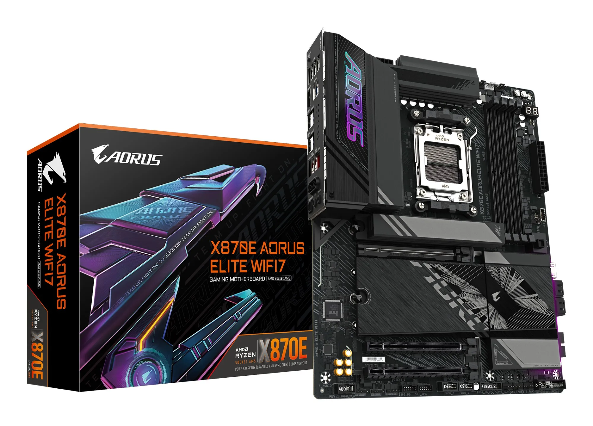GIGABYTE X870E AORUS ELITE WIFI7 Scheda Madre - Supporta CPU AMD Ryzen 9000 16+2+2 fasi VRM digitali fino a 8000Hz DDR5 (OC) 3xPCIe 5.0 + 1xPCIe 4.0 Wi-Fi 7 LAN 2.5GbE USB 4