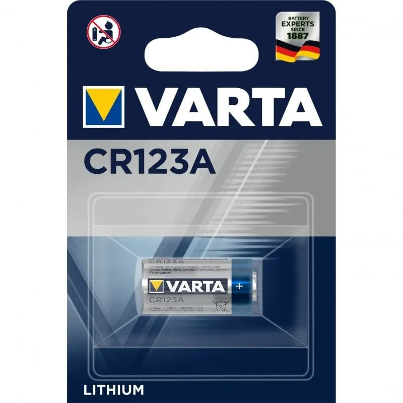 Varta LITHIUM Cylindrical CR123A, CR17345 (Batteria a celle rotonde, 3V) Blister da 1