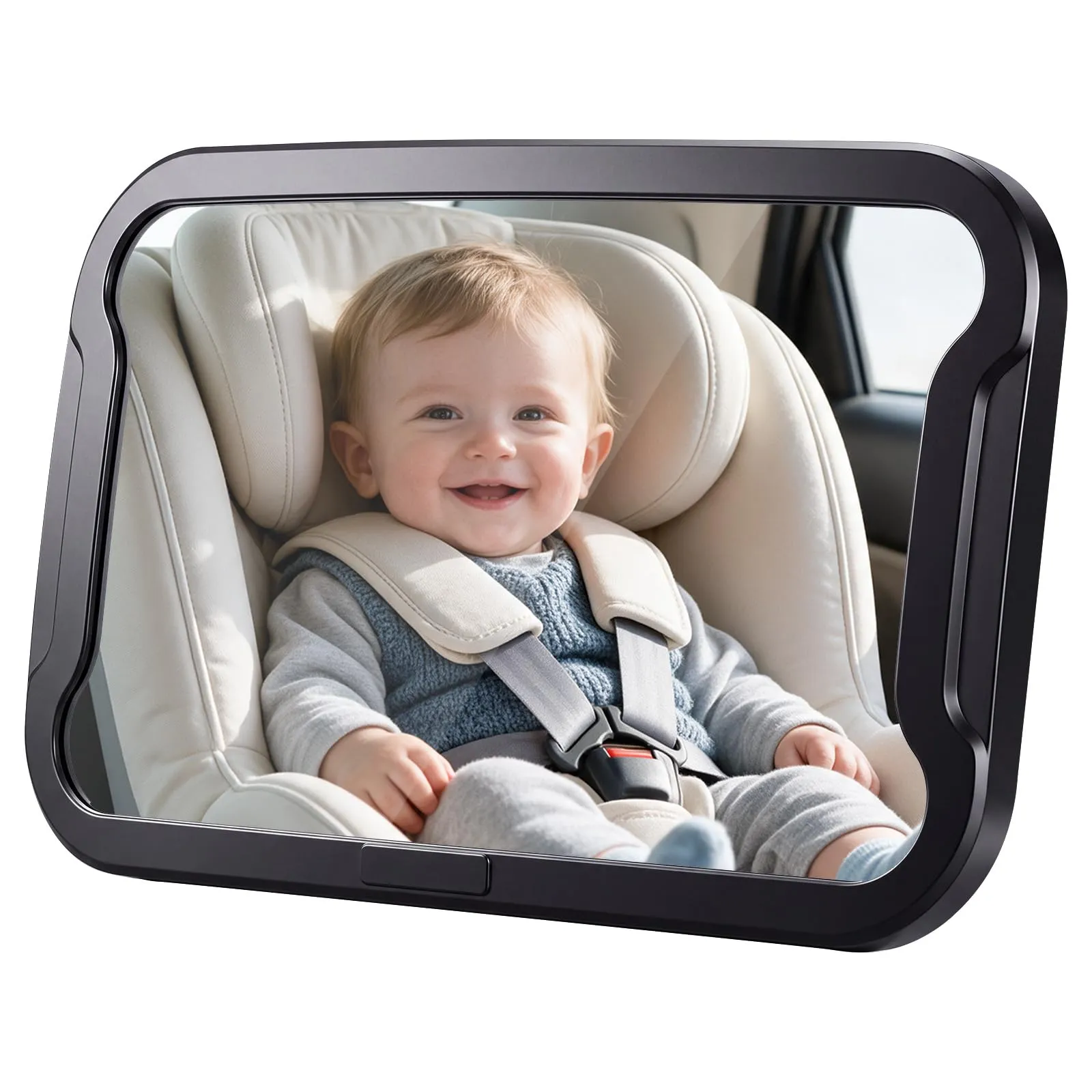 Vinabo Specchio per auto per bambini, infrangibile, specchio per auto regolabile a 360°, specchietto posteriore per bambini, adatto per tutti i tipi di poggiatesta