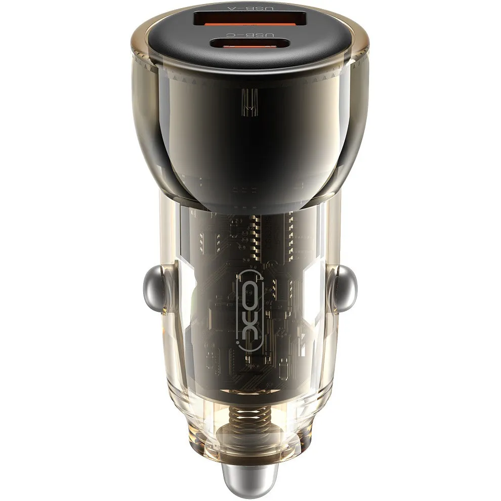 Caricabatterie da auto XO Design CC60, 60W, 3A, 1 x USB-A - 1 x USB-C, nero