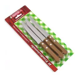Set coltelli bistecca Inox 6 pz lama dentata (11,5cm) TRADIZIONALE Noce 914TRB06