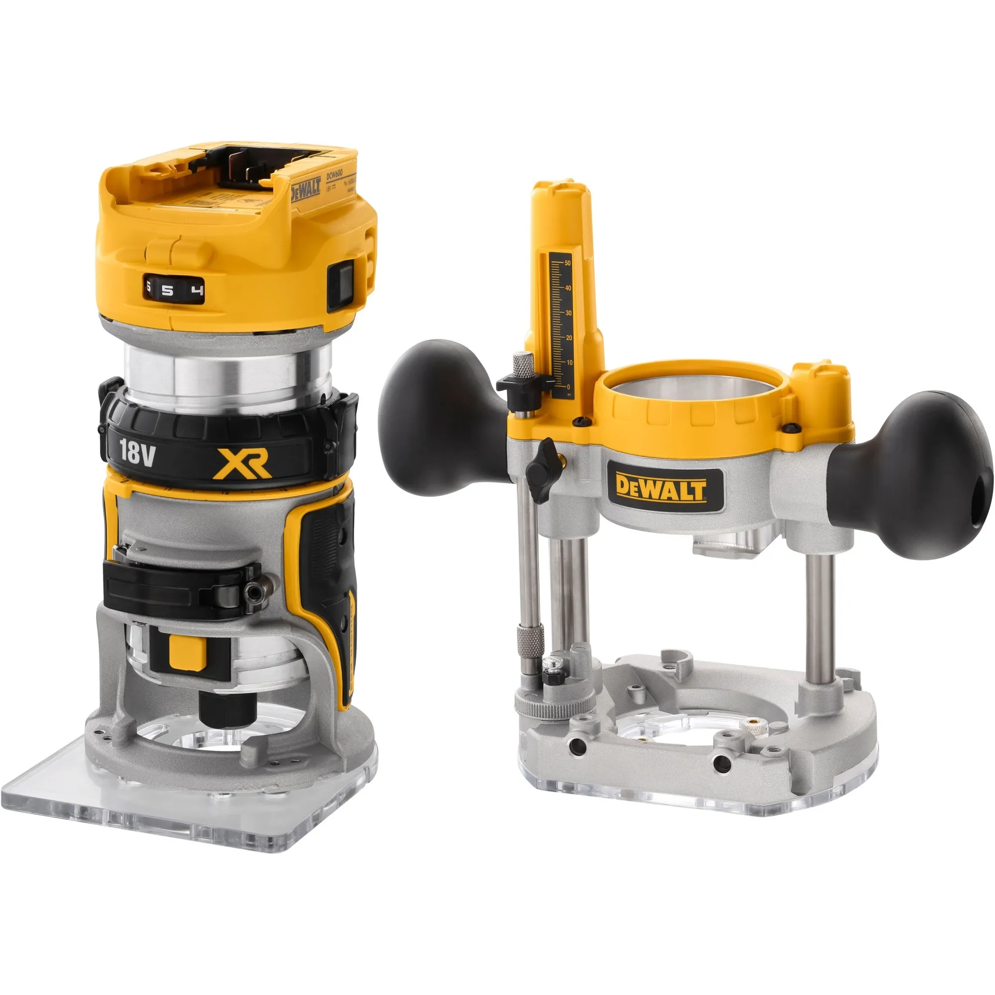 DCW604NT-XJ fresa verticale e tagliabordi Nero, Giallo 25500 Giri/min, Router